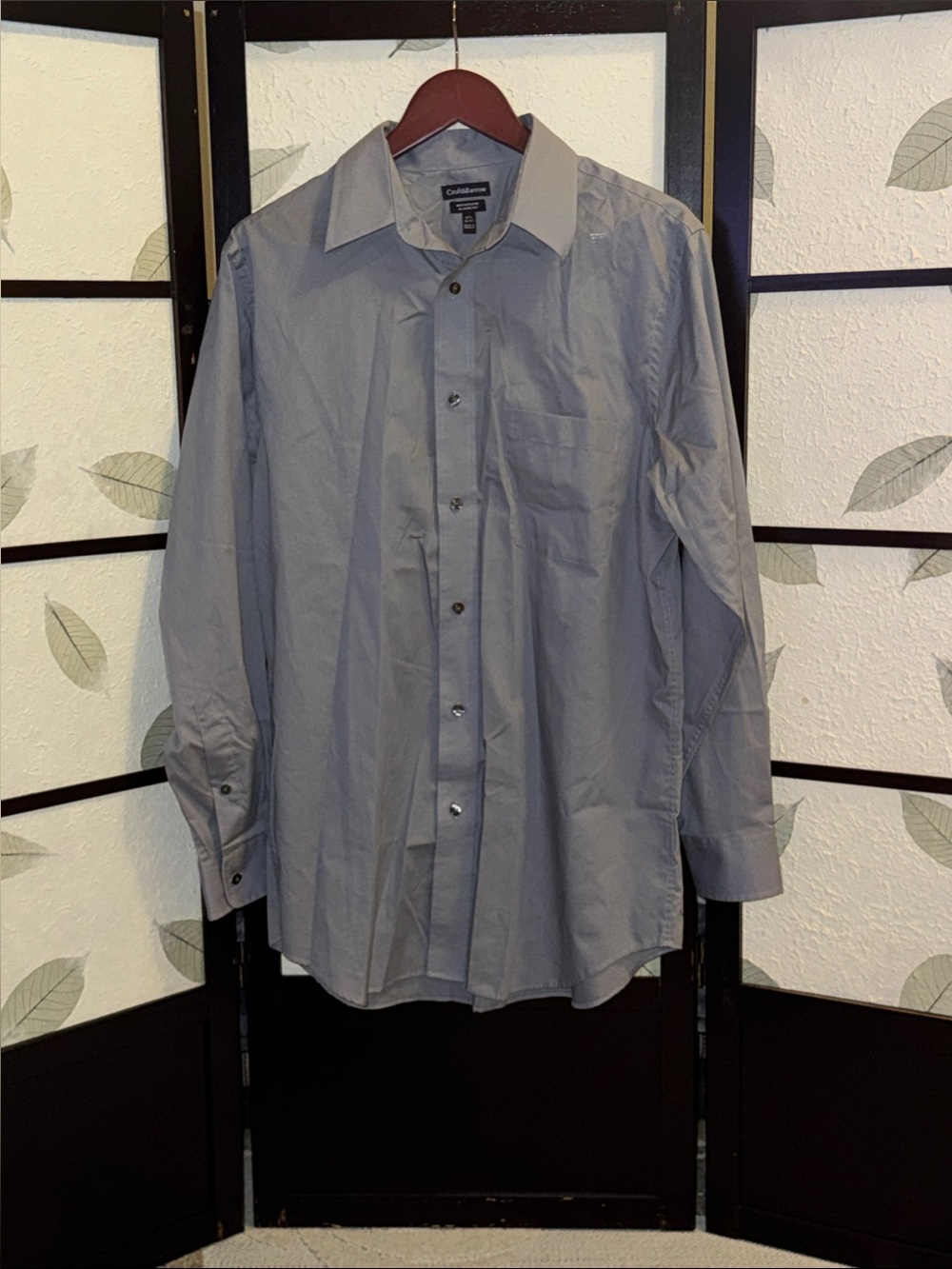 Men's Light Gray Long-Sleeve Dress Shirt